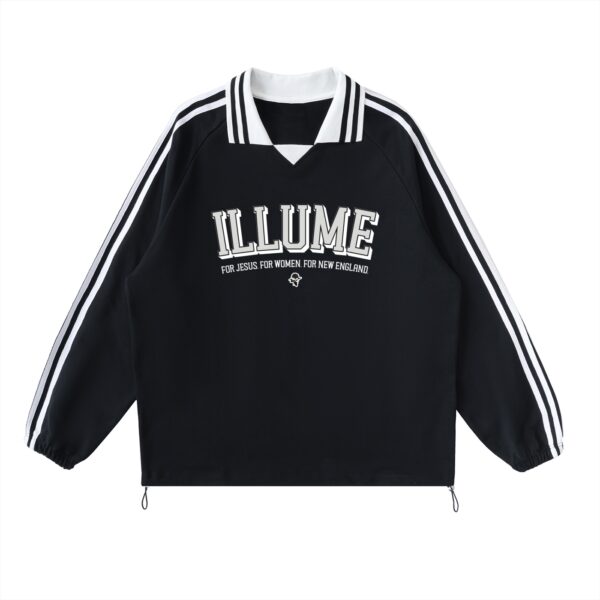Illume 2025: Striped Lapel Collar Sweatshirt